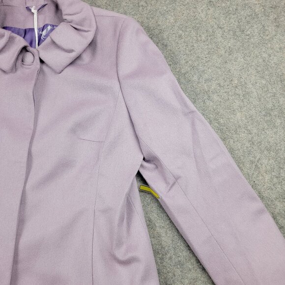 Algo Wool Blend Ruffle Collar Jacket Womens Size Unknown Lavender Purple Lined - Picture 10 of 14